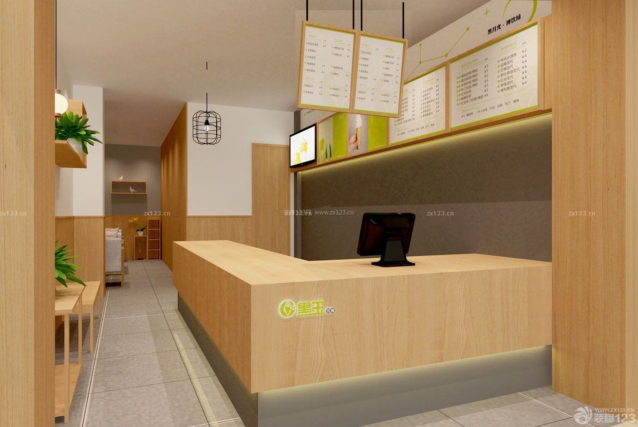 小型奶茶店面吧台装修效果图赏析 如何通过装信通网打造高人气店铺